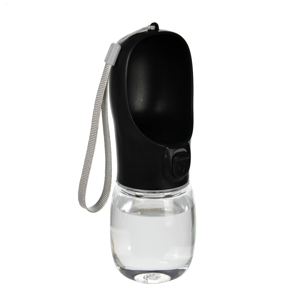 Pet Water Bottle with built-in drinking bowl, portable, leak-proof and travel-friendly design for dogs and cats.