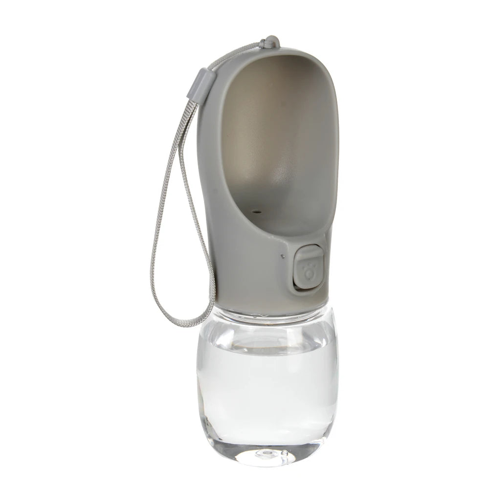 Pet Water Bottle with built-in drinking bowl, portable, leak-proof and travel-friendly design for dogs and cats.